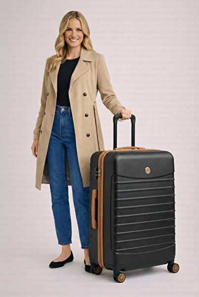 Louisiana Polo Büyük Boy Valiz 4x2 Teker Siyah - Taba 1168