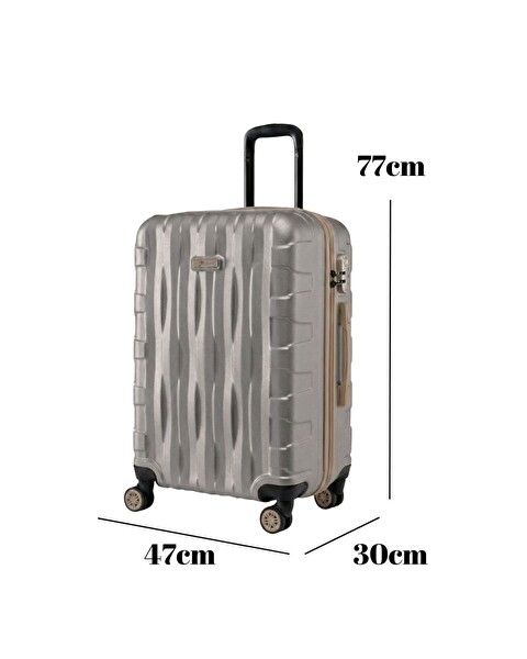 Louisiana Polo Büyük Boy Valiz 4x2 Teker Taş - Bej 1167