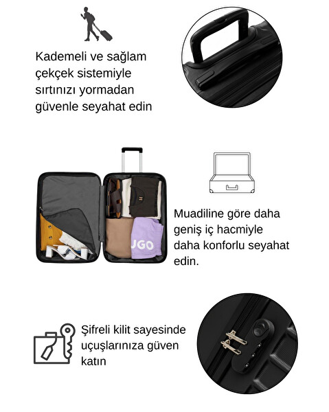 Louisiana Polo Orta Boy Valiz - Makyaj Çanta Siyah - Siyah 1168