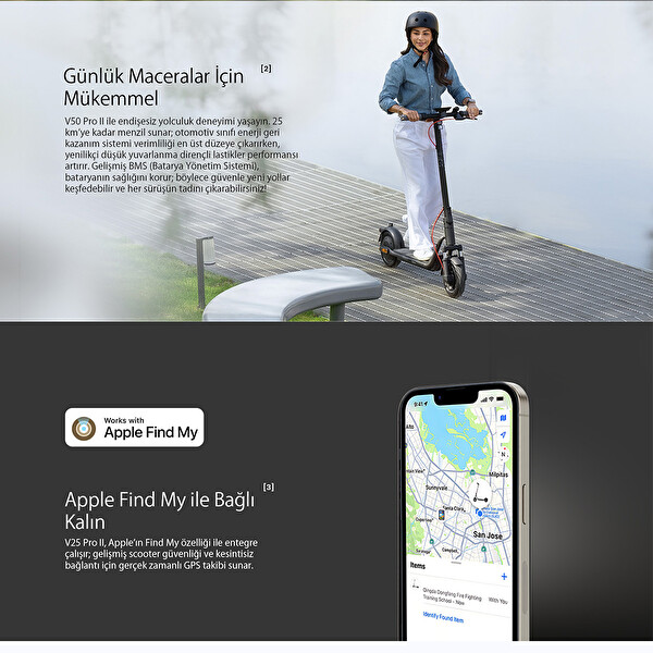 Navee v50i Pro 2 Amortisörlü 50 KM Menzil 700 W TCS- IPX5 Doubleflip Elektrikli Scooter