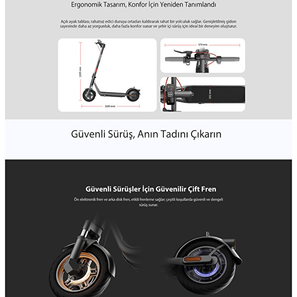 Navee v50i Pro 2 Amortisörlü 50 KM Menzil 700 W TCS- IPX5 Doubleflip Elektrikli Scooter