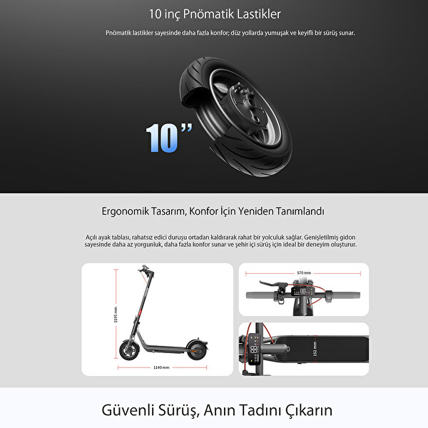 Navee v25i Pro 2 Amortisörlü 25 K Menzil 600W TCS IPX5 Doubleflip Elektrikli Scooter