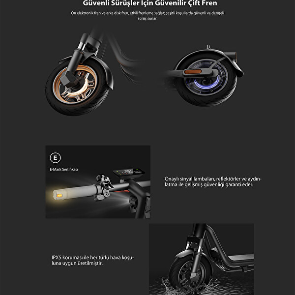 Navee v25i Pro 2 Amortisörlü 25 K Menzil 600W TCS IPX5 Doubleflip Elektrikli Scooter