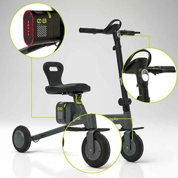 İgofor Hafif Taşınabilir Uzun Menzilli 3 Tekerlekli Katlanabilir Elektrikli Oturulabilir Scooter
