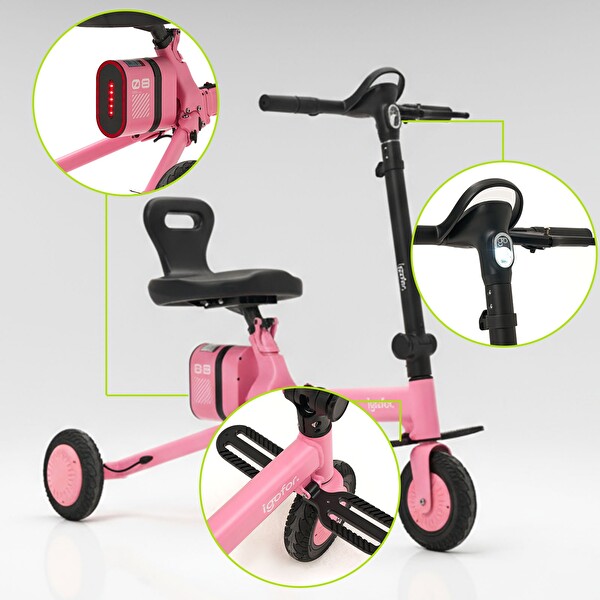 İgofor Hafif Taşınabilir Uzun Menzilli 3 Tekerlekli Katlanabilir Elektrikli Oturulabilir Scooter
