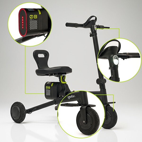 İgofor Hafif Taşınabilir Uzun Menzilli 3 Tekerlekli Katlanabilir Elektrikli Oturulabilir Scooter