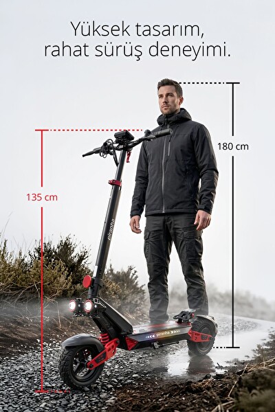 Piranha 5025-K 1000W 48V 15.6Ah 50-60 KM Menzil Katlanabilir Çift Süspansiyon Off-Road Lastik Elektrikli Scooter