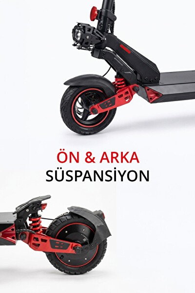 Piranha 5025-K 1000W 48V 15.6Ah 50-60 KM Menzil Katlanabilir Çift Süspansiyon Off-Road Lastik Elektrikli Scooter