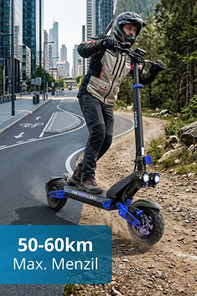 Piranha 5025-M 1000W 48V 15Ah 50-60 KM Menzil Katlanabilir Çift Süspansiyon Off-Road Lastik Elektrikli Scooter