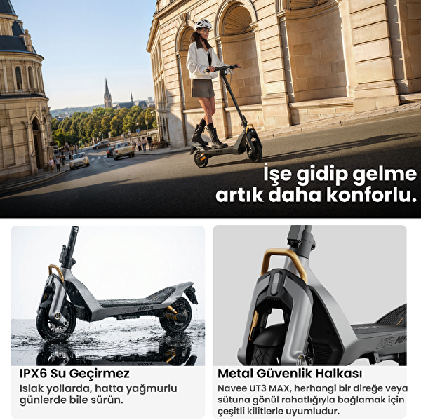 Navee UT3 Max 1638W Güç 28 Eğim 130 KG Taşıma Kapasitesi Tcs Özellikli Elektrikli Scooter