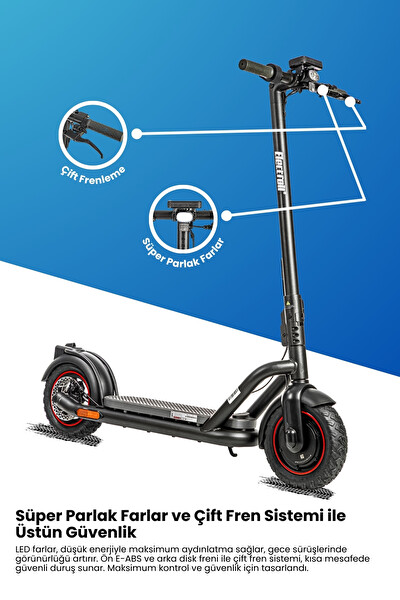 Electroll N65 1200 Watt Yenilikçi Teknoloji Zarif Tasarım Üstün Konfor Güvenli Sürüş Elektrikli Scooter