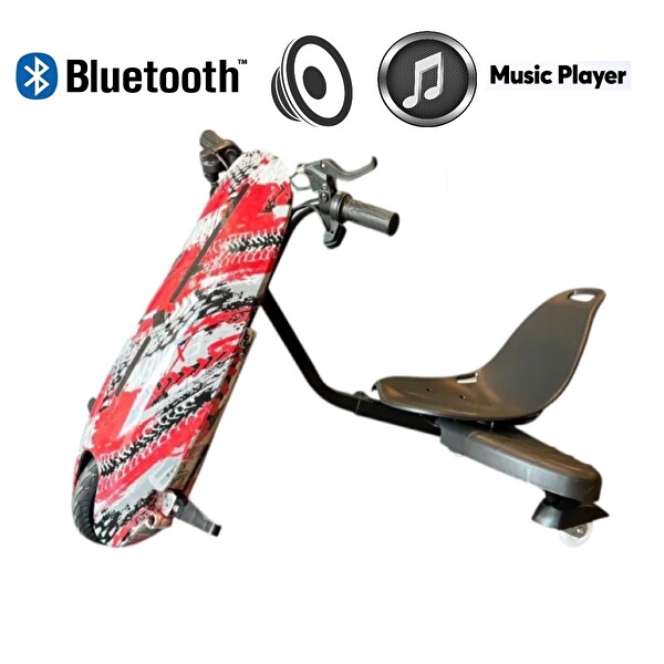 Drift Car Bluetooth Hoparlörlü Işıklı Kırmızı Elektrikli Kaykay Hoverboard