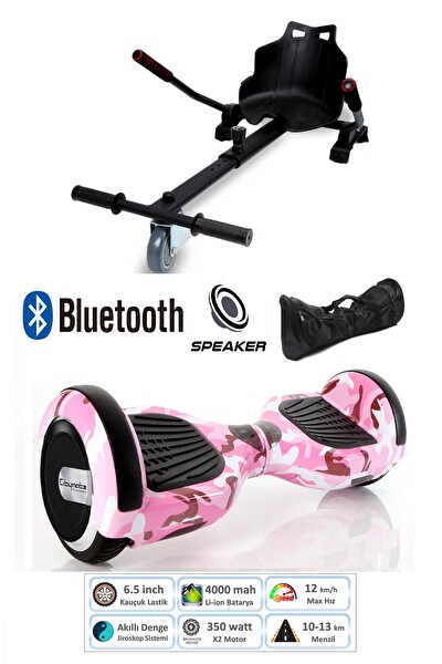 Citymate KYK1001B Akıllı Dengeli Elektrikli Kaykay Scooter Hoverboard - Hover Kart - Çanta Full Paket Pembe Desen 4