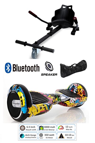 Citymate KYK1001A Akıllı Dengeli Elektrikli Kaykay Scooter Hoverboard - Hover Kart - Çanta Full Paket Desen 3