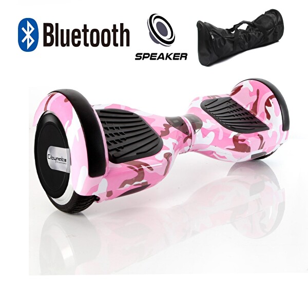 Citymate Elektrikli Kaykay Scooter Hoverboard Akıllı Dengeli - Hover Kart - Çanta Full Paket Pembe