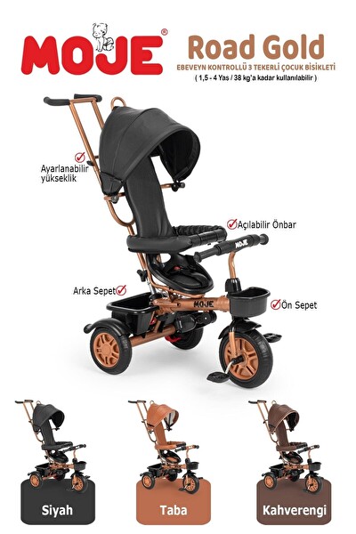Moje 171 Road Gold Ebeveyn Kontrollü Siyah Çocuk Bisikleti