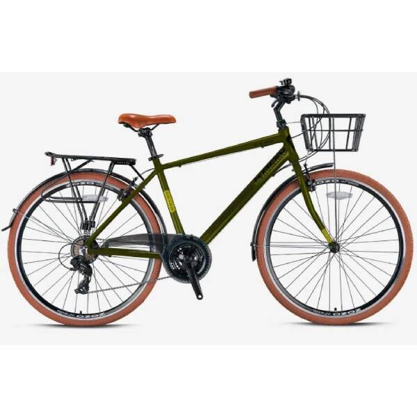 CX 100 26 Jant City Bike Man 17' 21 Vites V.B. Mat Haki-Siyah-Sarı Şehir Bisikleti