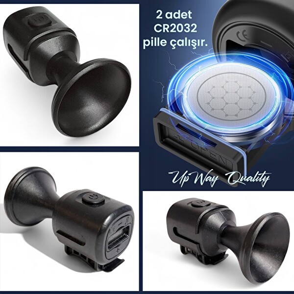 Upway Pilli 120dB Yüksek Ses Gücü Sesli Elektronik Bisiklet Scooter Kornası