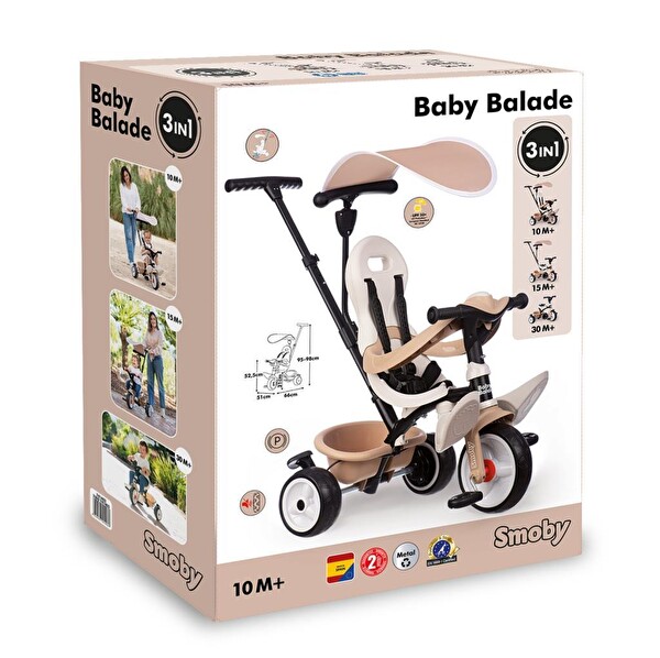 Smoby 3 Tekerlekli Çocuk Bisikleti 3'ü1 Arada Set - Bej 741403