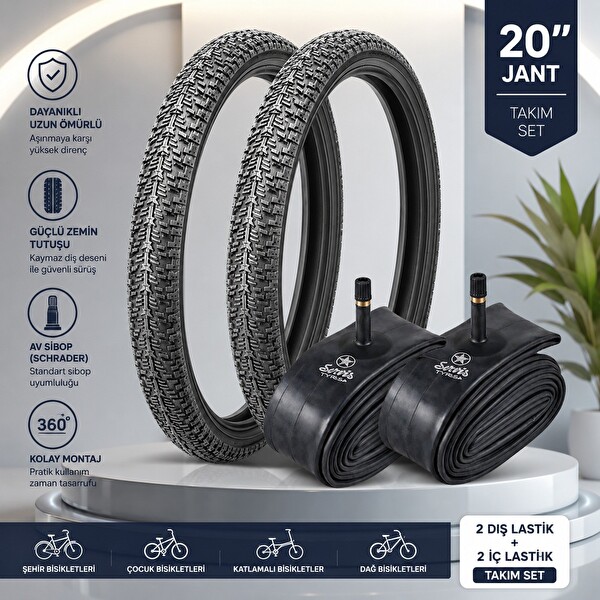 Servis Throne 20x1.95 Bisiklet Lastik Seti - 2 Dış Lastik 2 İç Lastik