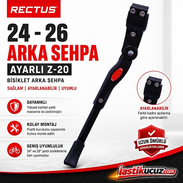 Rectus Z-20 Ayarlı Bisiklet Arka Sehpası Alüminyum 24-26 Jant Uyumlu Siyah