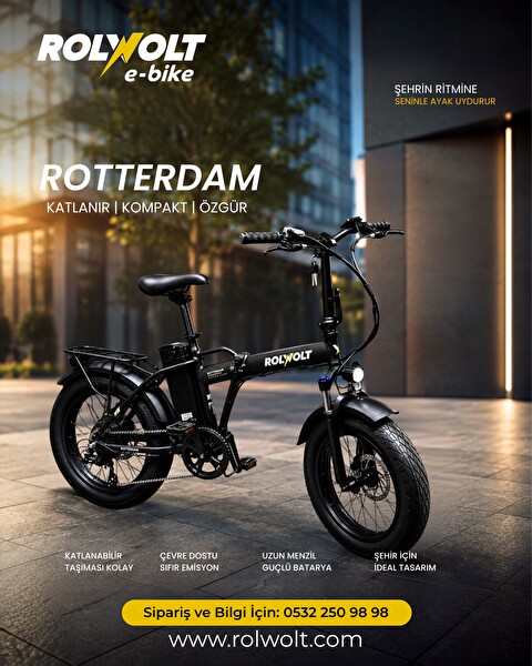 Rolwolt Rotterdam Elektrikli Katlanır Bisiklet Siyah