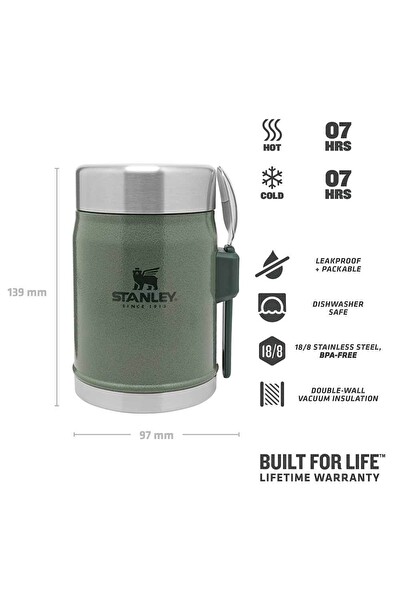 Stanley Klasik Paslanmaz Çelik Yemek Termosu Kaşıklı 0.40 L Yeşil