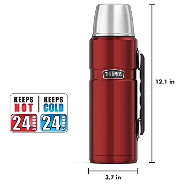 Thermos Paslanmaz Büyük 1,2 Litre Kırmızı Termos