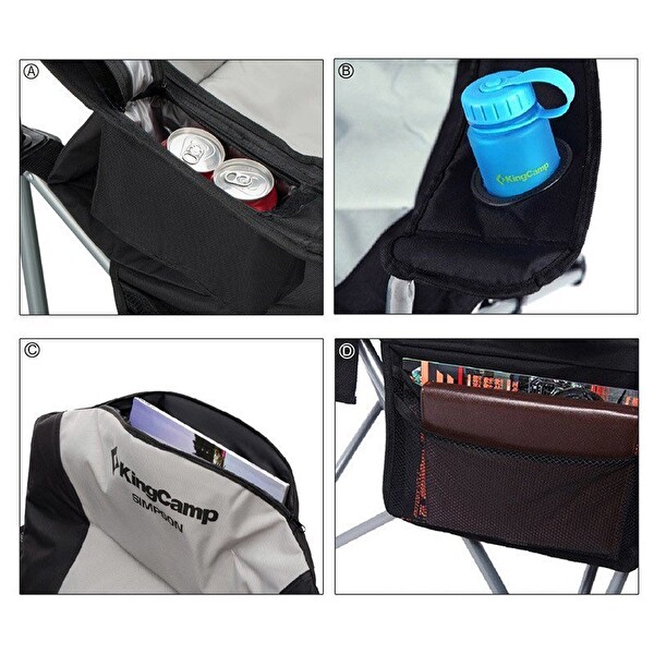 King Camp Deluxe Siyah-Gri Kamp Sandalyesi