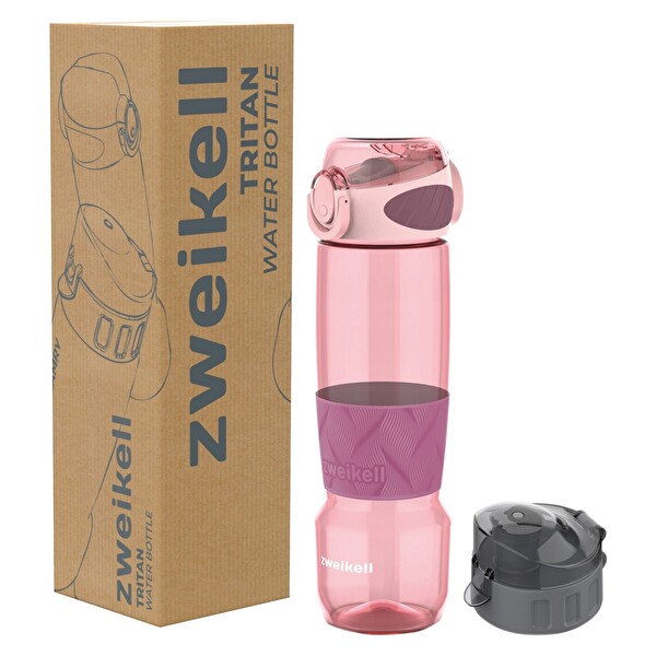 Zweikell Rezon Switch Rose BPA İçermez 650 ML Tritan Kırılmaz Suluk - Su Matarası - Yedek Kapak Hediyeli