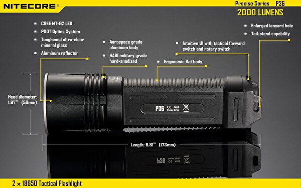 Nitecore P36 2x18650 2000 Lümen El Feneri