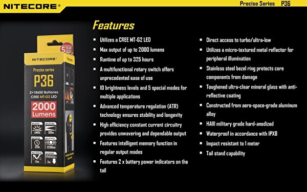 Nitecore P36 2x18650 2000 Lümen El Feneri