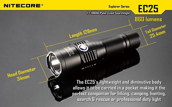 Nitecore EC25 1x18650 860 Lümen El Feneri