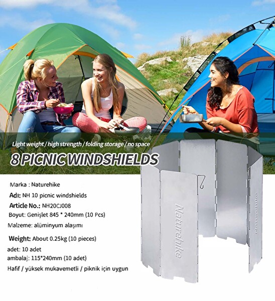 Naturehike Katlanır Rüzgar Kesici Aparat 10 Parça