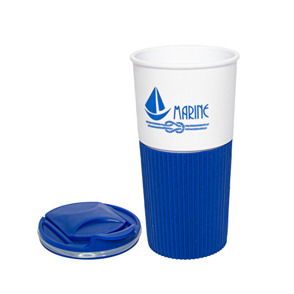 Anemoss Marine Yelken 450 ML Plastik Mavi-Beyaz Mug