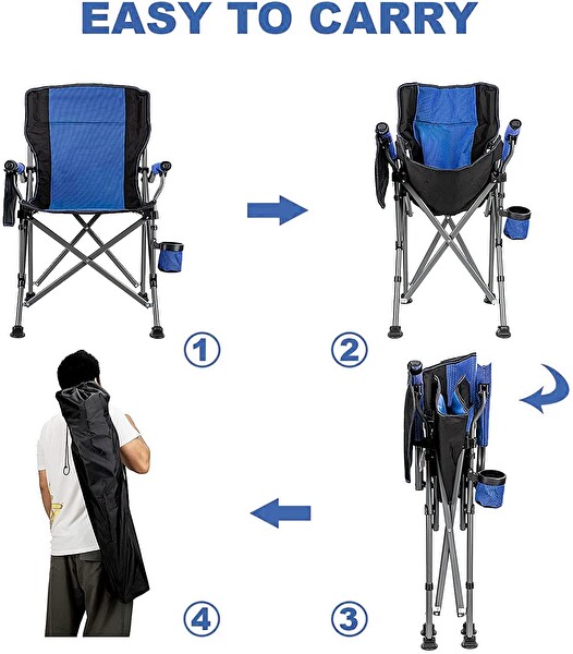 Madfox Roxy Katlanır Mavi Siyah Kamp Sandalyesi