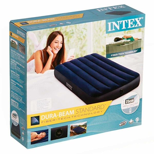 Intex Fiber-Tech Dura-Beam 99x191x25 CM Lacivert Kamp Yatağı