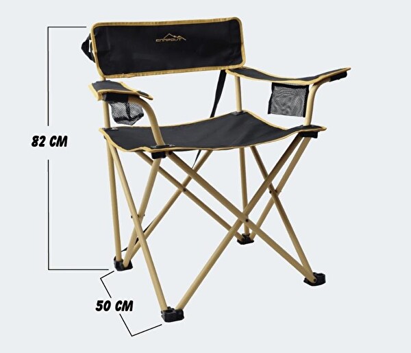 Campout Gala Katlanır Siyah Kamp Sandalyesi