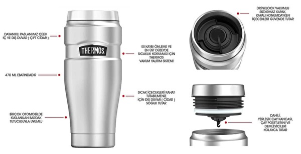 Thermos SK1005MS Stainless King 0.47 L Mat Paslanmaz Çelik Mug
