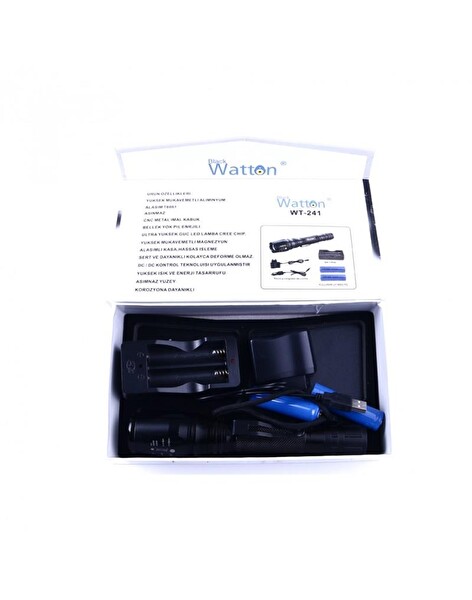 Black Watton WT-241 Profesyonel TX6 Şarjlı Zoomlu El Feneri