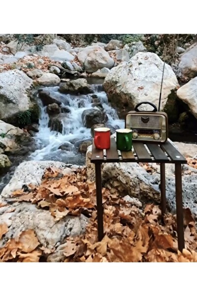 Bag The Joy 40x40x40 CM Ahşap Katlanır Rulo Antrasit Kamp ve Piknik Masası