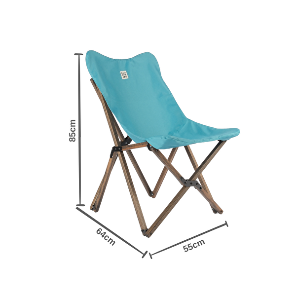 Bag The Joy Antrasit İskelet Turkuaz Kılıf ve 60x60x55 CM Antrasit Masa Ahşap Katlanır Masa Sandalye Seti