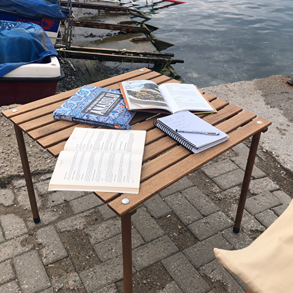 Bag The Joy 70x70x55 CM Ahşap Katlanır Rulo Kahverengi Kamp ve Piknik Masası