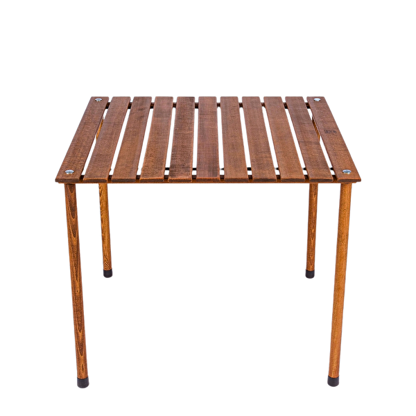 Bag The Joy Kahverengi İskelet Turkuaz Kılıf 70x70x55 CM Kahverengi Masa Ahşap Katlanır Masa Sandalye Seti