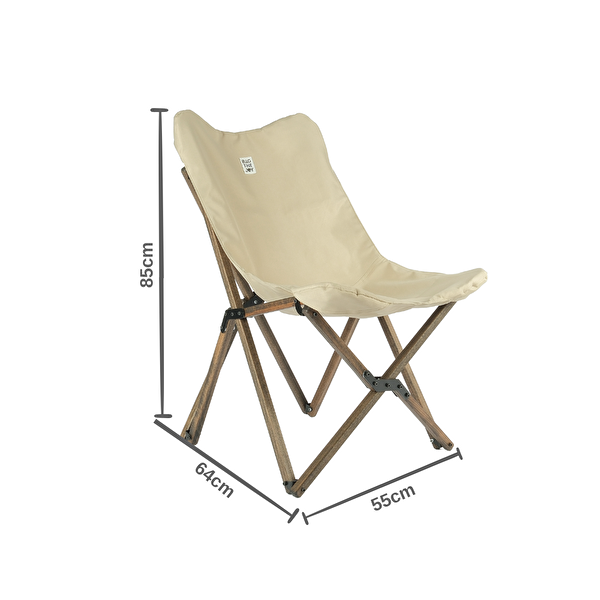 Bag The Joy Antrasit İskelet Bej Kılıf 60x60x55 CM Antrasit Masa Ahşap Katlanır Masa Sandalye Seti