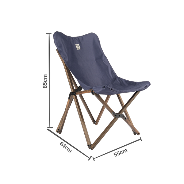 Bag The Joy Antrasit İskelet Lacivert Kılıf 60x60x55 CM Antrasit Masa Ahşap Katlanır Masa Sandalye Seti