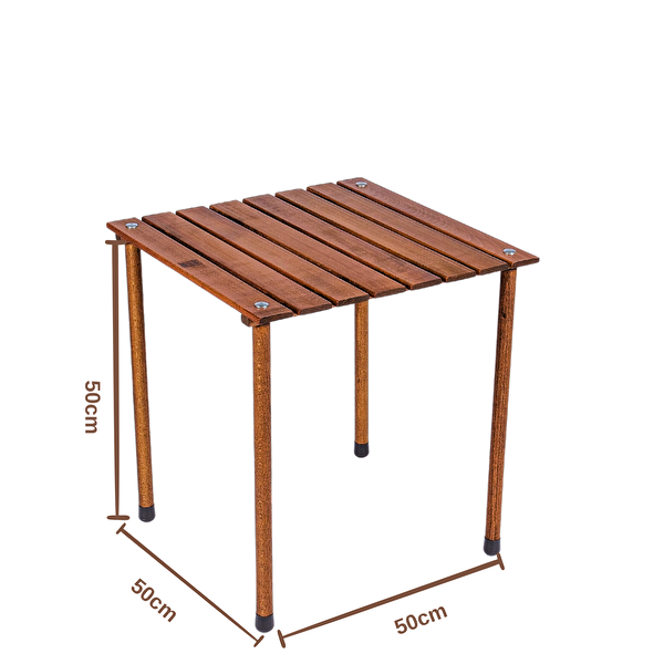 Bag The Joy Ahşap Kahverengi İskelet Turkuaz Kılıf 50x50x50 CM Kahverengi Masa Ahşap Katlanır Masa Sandalye Seti