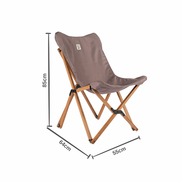 Bag The Joy Kahverengi İskelet Koyu Gri Kılıf 50x50x50 CM Kahverengi Masa Ahşap Katlanır Masa Sandalye Seti