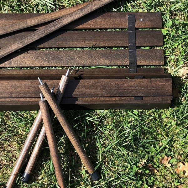 Bag The Joy Antrasit İskelet Lacivert Kılıf 50x50x50 CM Antrasit Masa Ahşap Katlanır Masa Sandalye Seti