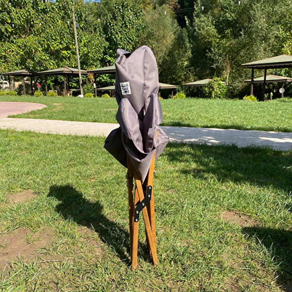 Bag The Joy Ahşap Katlanır Kahverengi İskelet Koyu Gri Kamp ve Bahçe Sandalyesi